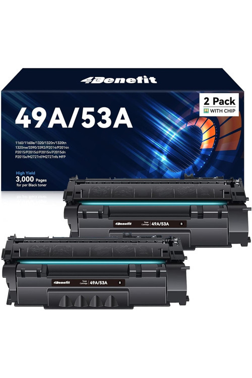 49A/53A Laserjet 1320 Toner 1320N 3390 1160 1320Tn 1320Nw 3392 P2015 P2015Dn (Black, 2-Pack)