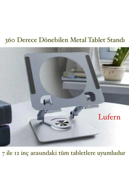Dayanıklı 360 Derece Dönebilen Yükseltilmiş Masaüstü Ayarlanabilir Metal Tablet Standı Kaymaz