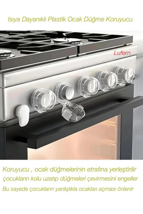 Isıya Dayanıklı Plastik Ocak Düğme Koruyucu Düğme Kilidi Emniyet Düzeneği Çocuk Gaz Sızıntısı