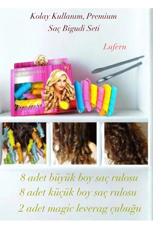 Kolay Kullanım Premium Saç Bigudi Seti Magic Leverage Parlak Hacimli Kuaför Bukle Canlı Saç Şekli