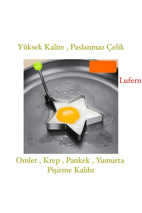 Paslanmaz Çelik Yıldız Şekilli Kızartma Kalıbı Yumurta Omlet Krep Pankek Pancake Pişirme Kalıbı
