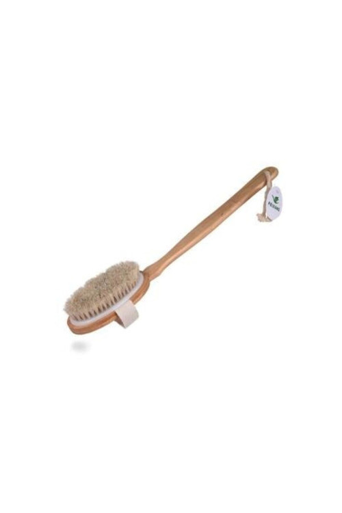 Premium %100 Doğal At Kılı Banyo Fırçası Ahşap Saplı Selülit Önleyici Yumuşak Vücut Masaj Sırt Kese