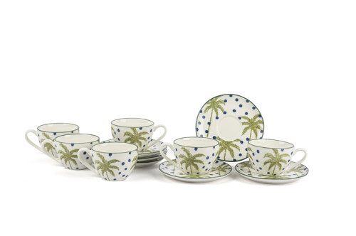 Palmiye Yeşil Mavi 6lı Kahve Fincan Seti 90cc P374.121409