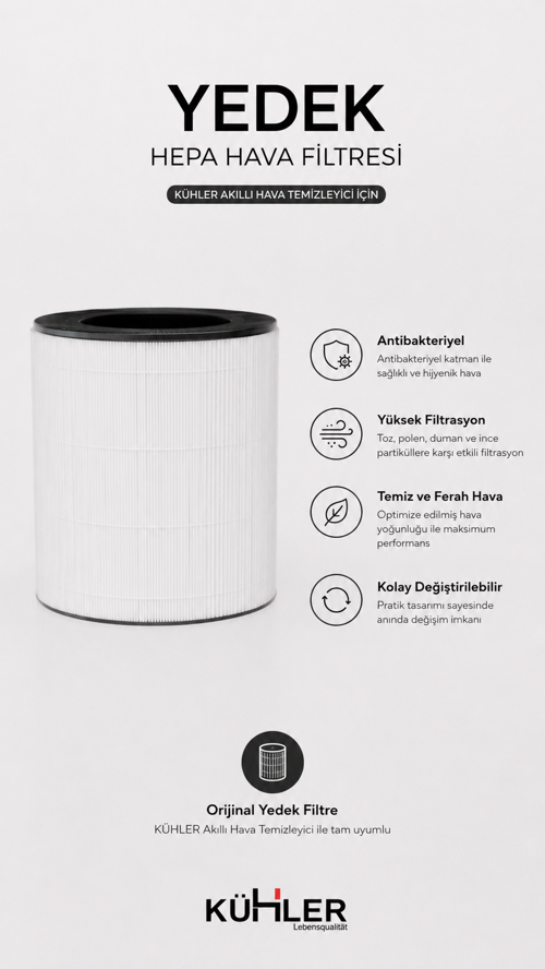 Clearaura Kh-V7777 H13 Hepa Yedek Filtre | Hava Temizleyici Filtresi Beyaz