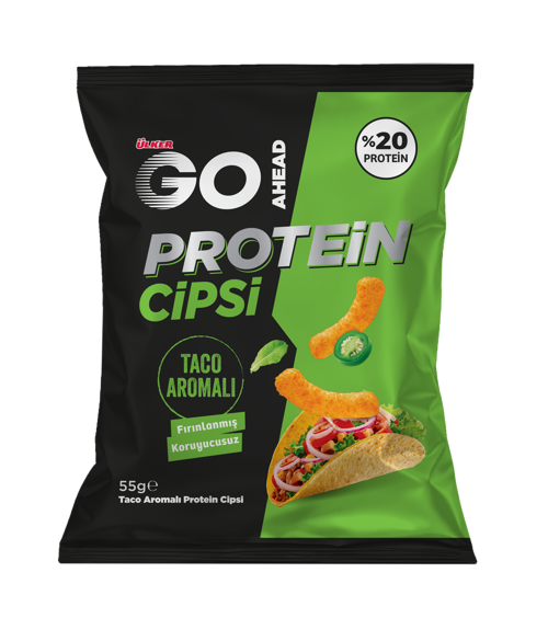 GO AHEAD Protein Cipsi - Taco Aromalı - %20 Protein - 55 gram - 12 Adet