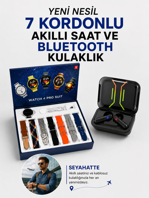 uygun 2025 Model Kablosuz Kulaklık ve Yeni Nesil Akıllı Saat Metal Kayış Plastik Kayış popül