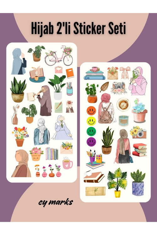 Hijab 2'Li Sticker Seti - Planner Ajanda Tablet Telefon Laptop Bullet Journal Sticker Etiketi