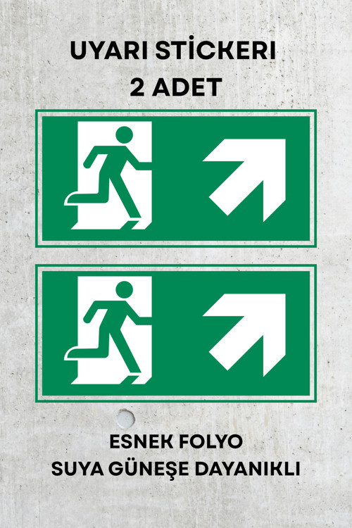 Acil Çıkış İş Güvenliği Uyarı İkaz Etiketi - Folyo Etiket