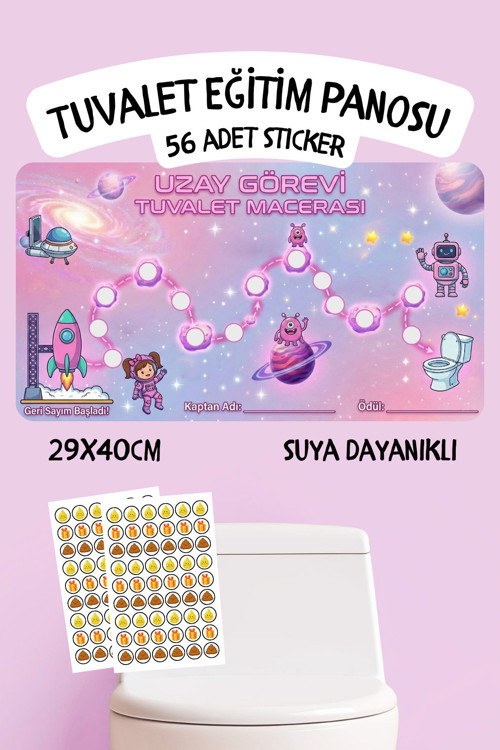Çocuklar İçin Eğitici Ve Eğlenceli Prenses Tuvalet Eğitimi Sticker Panosu 29X40Cm