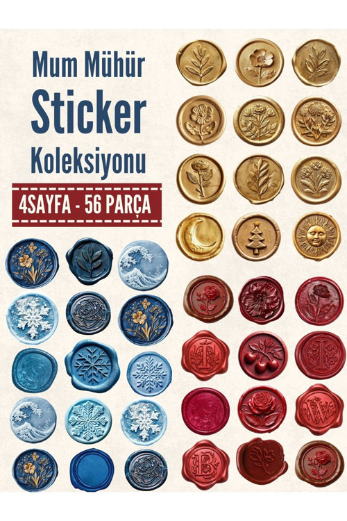 Mum Mühür Sticker Seti 56 Parça - Planner Ajanda Tablet Telefon Laptop Sticker