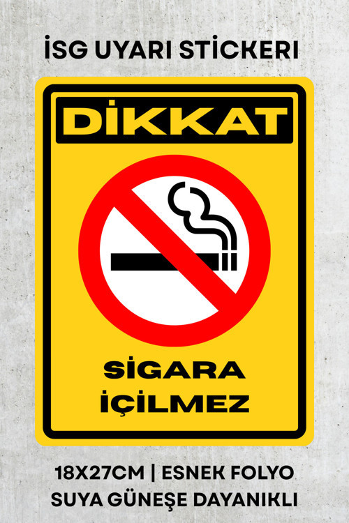 Sigara İçilmez Yazılı Uyarı İkaz Etiketi - Folyo Etiket