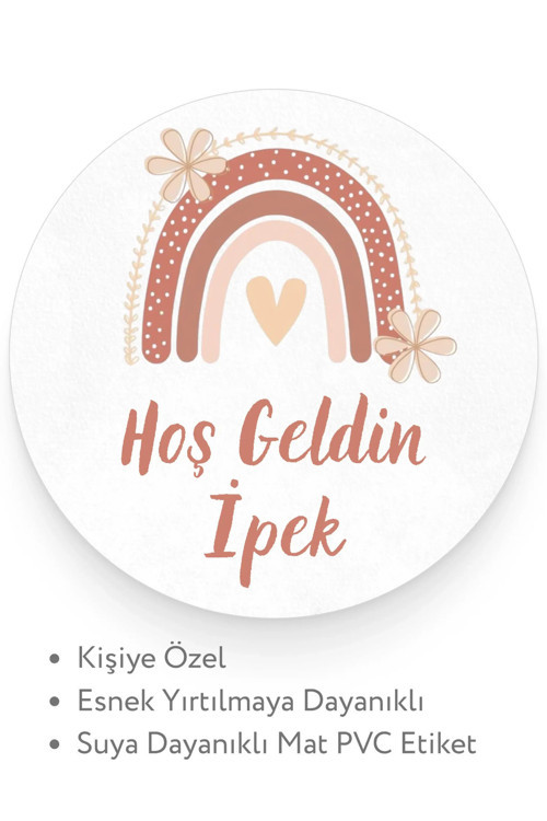Kişiye Özel Hoş Geldin Bebek Doğum Günü Mevlüt Etiketi (Sticker) 70 Adet