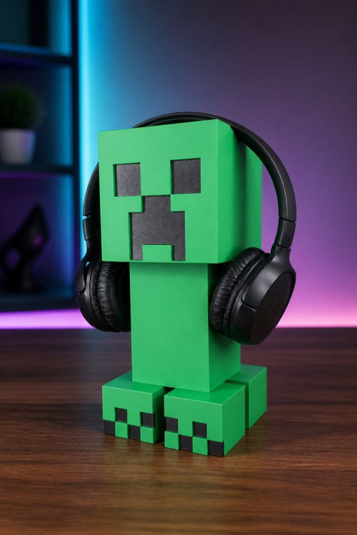Minecraft Creeper Kulaklık Standı Ve Dekor Figürü – 3D Baskı Gaming Masaüstü Aksesuarı