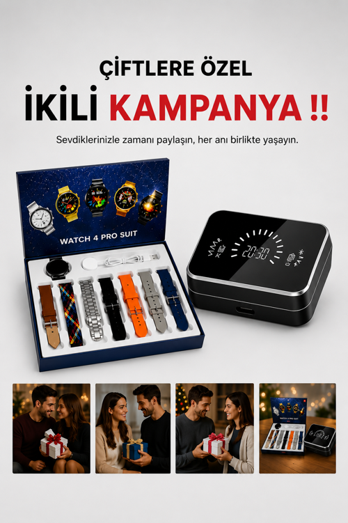 tekno Powerbank Aynalı Bluetooth Kulaklık Ve Akıllı Saat Seti ANC Özelliği Dokunamatik 2026