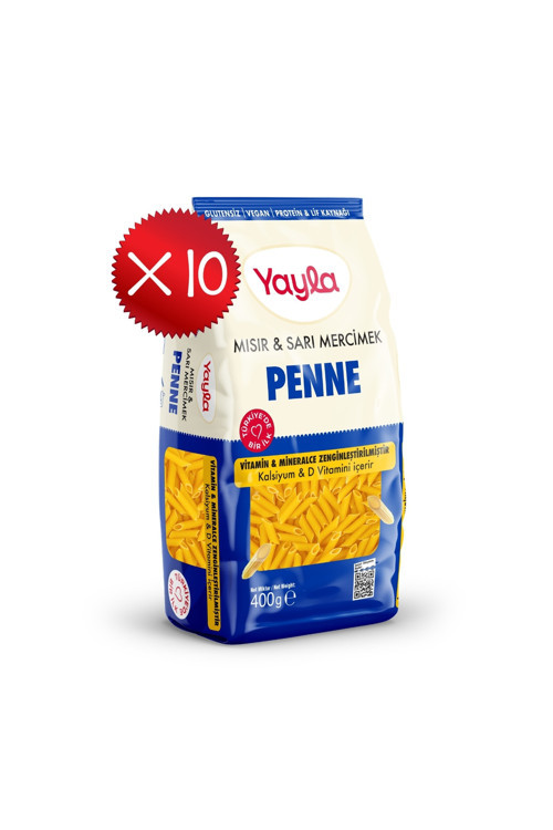 Mısır ve Sarı Mercimek Penne Makarna 400 g x10