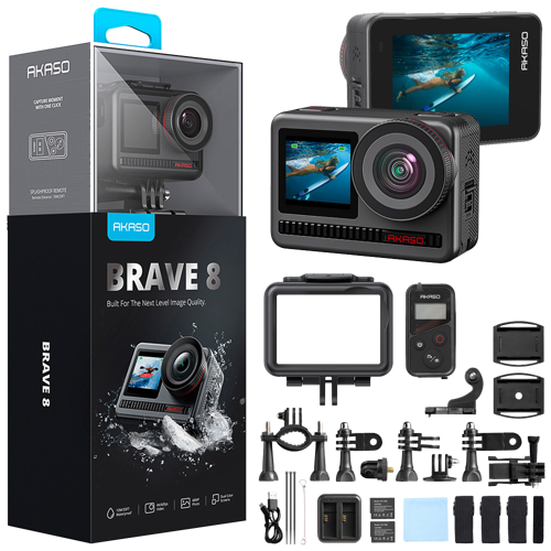 Brave 8 4K/60FPS 48MP Wi-Fi Dual Screen Aksiyon Kamera ve Aksesuar Seti
