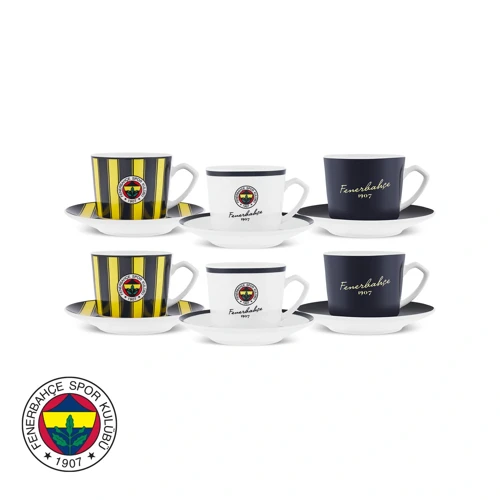 x Fenerbahçe Lisanslı 6 Kişilik Kahve Fincan Takımı 80 ml