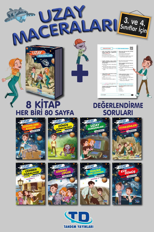 Uzay Maceraları 3. Ve 4.Sınıf 8 Kitap Kutulu Okuma Seti + Değerlendirme Soruları