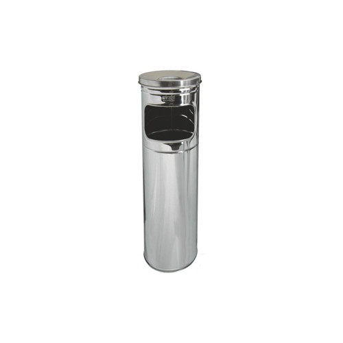 No:1 Paslanmaz Metal 430 Krom Sigara İzmarit Tepsili Kolon Küllük - 60 x 19 Cm.