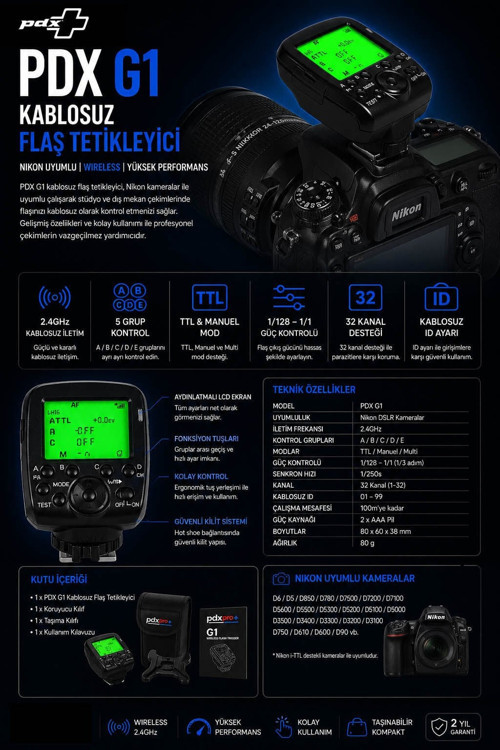Kablosuz Flaş Tetikleyici G1 | Nikon Uyumlu | Wireless