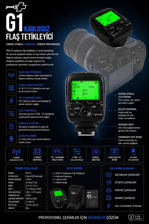 Kablosuz Flaş Tetikleyici G1 | Canon Uyumlu | Wireless