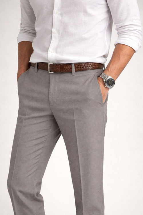 Caserta Regular Fit Erkek Armürlü Keten Pantolon - 7635