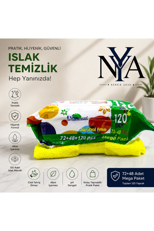 120'Li Islak Mendil + Mikrofiber Bez Temizlik Seti