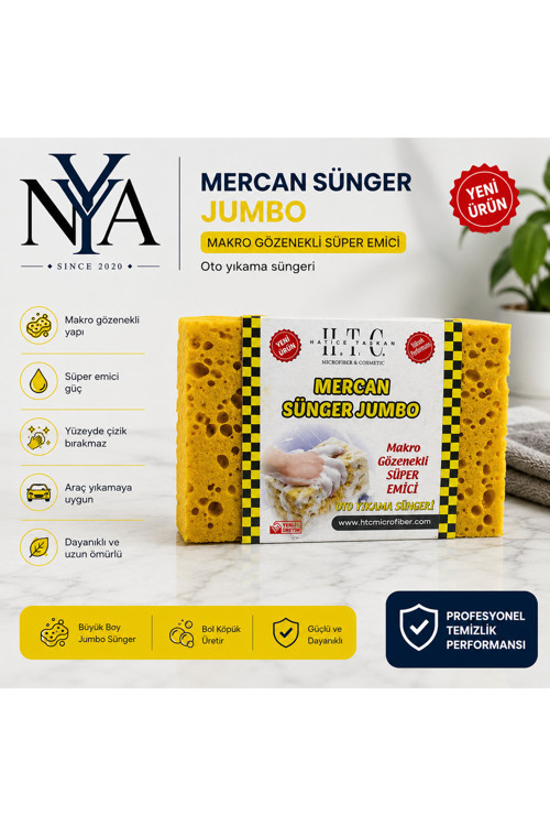 Mercan Sünger Xl – Makro Gözenekli Süper Emici Oto Yıkama Süngeri