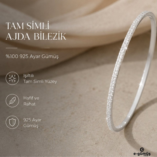 925 Ayar Gümüş Simli Ajda Bilezik