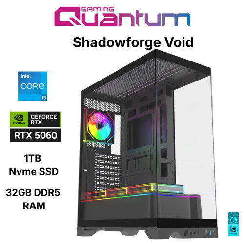 Shadowforge Void i5-14400F 32GB DDR5 1TB NVMe RTX5060 8GB Masaüstü Oyun Bilgisayarı