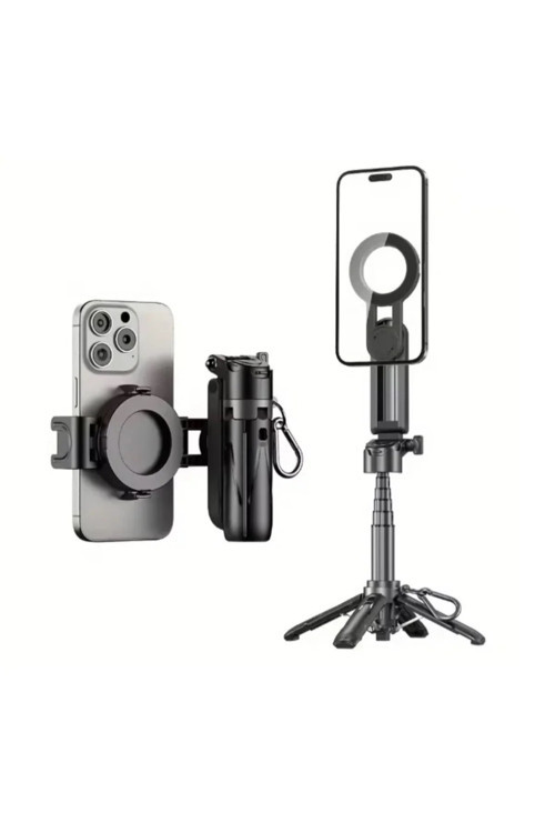 P15 Mini C Magesafe Uyumlu Selfie Çubuğu Tripod Bluetooth Uzaktan Kumandalı 360' Dönebilen Çok Amaçlı Tripod