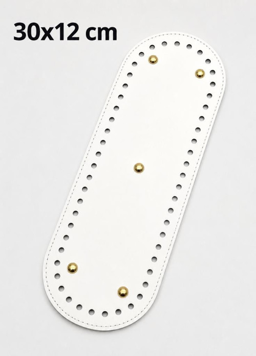 Çanta Aksesuar Suni Deri 30x12 Cm Oval Çanta Tabanı Beyaz Renk Light Gold Aparatlı
