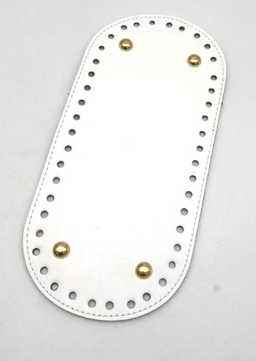 Çanta Aksesuar Suni Deri Beyaz Renk OvalTaban 25X12 Cm Light Golden Metalli