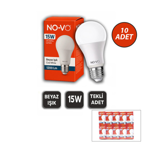 10 ADET 15W BEYAZ LED AMPUL 1200LM 6500K 15.000 SAAT ÖMÜR (5250)