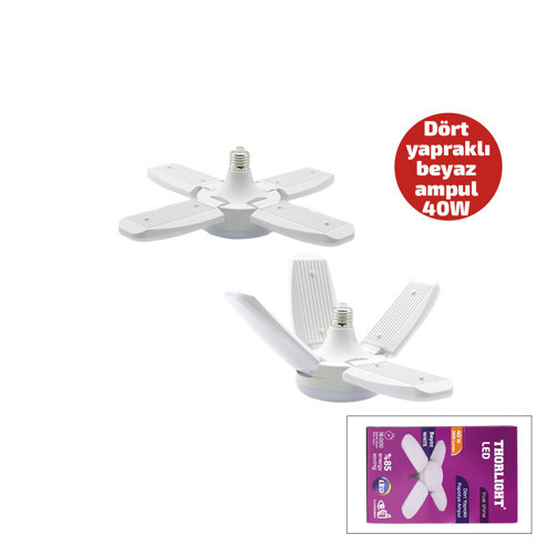 1+4 KOLLU - YAPRAKLI PERVANE MODELİ PAPATYA BEYAZ LED LAMBA AMPUL 40W - E27 P-6040B (5250)