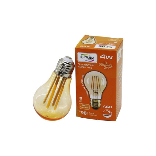 ELİTLED A-60 4W - E27 GOLD COLOR FLAMENT LED RUSTİK AMPUL 500LUMEN KIRILMAZ GÖVDE (5250)