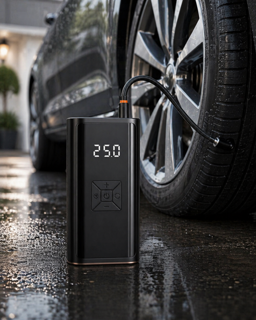 uygun Kablosuz Lastik Şişirme Kompresörü Dijital Ekranlı Powerbank Özellikli Hava Pompası pop
