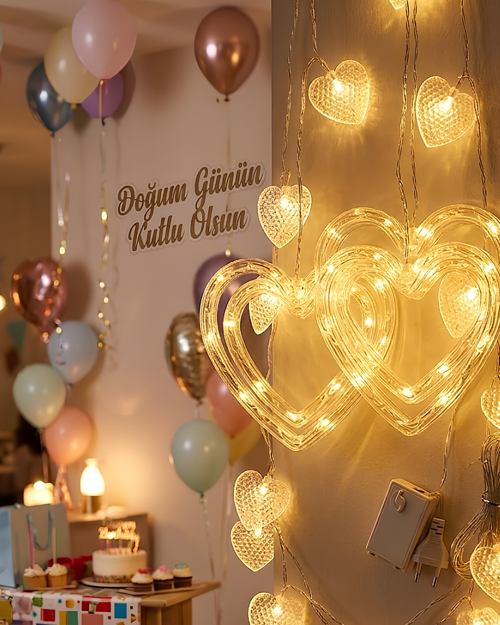 uygun Romantik Kalp LED Işık Neon Görünümlü Dekoratif Oda Lambası popüler