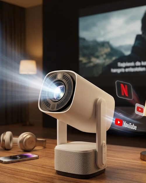uygun Akıllı Projeksiyon Powerbankli Taşınabilir Sinema Projektörü 4k HD Kaliteli popüler