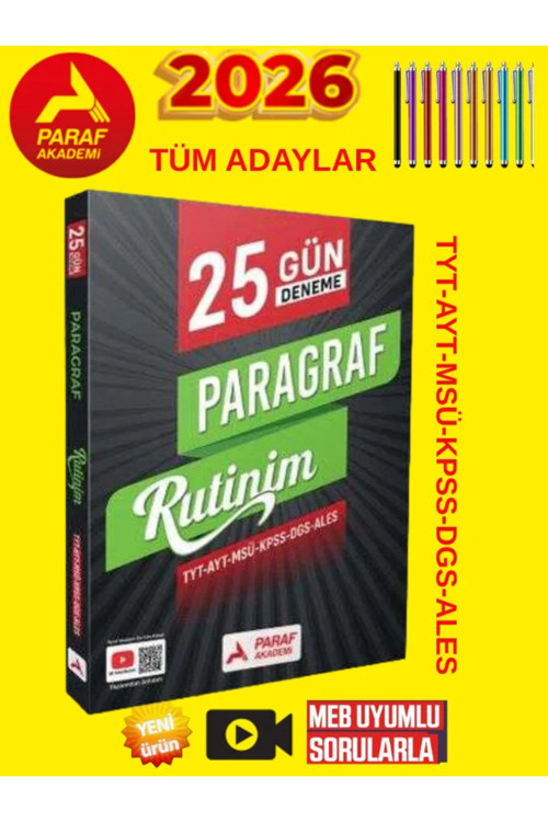 Paraf 2026 Paragraf 25 Günde Deneme Rutinim Güncel Müfredat Tyt Kpss Ales Planlı Çalışma