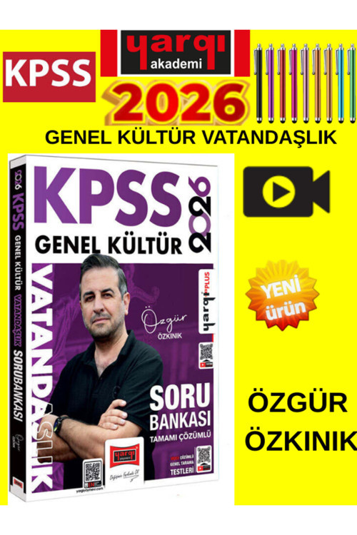 2026 Kpss Genel Kültür Tamamı Çözümlü Vatandaşlık Soru Bankası (Özgür Özkınık)+Tablet Kalem