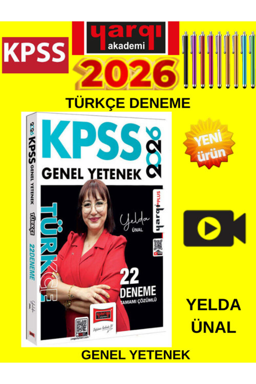 2026 Kpss Genel Yetenek Tamamı Çözümlü Türkçe 22 Deneme (Yelda Ünal)+Tablet Kalem
