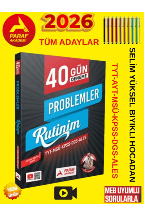 Paraf 2026 Problemler 40 Günde Deneme Rutinim Güncel Müfredat Tyt Kpss Ales Planlı Çalışma