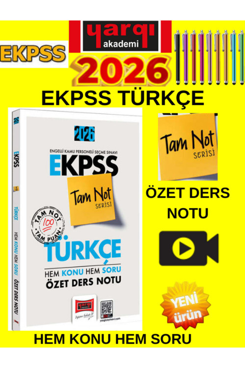 2026 E-Kpss Tam Not Serisi Türkçe Hem Konu Hem Soru Özet Ders Notu+Tablet Kalem