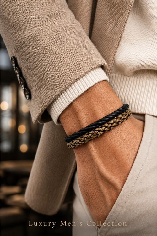 Luxury Men's Collection Çelik Kilit Deri Bileklik