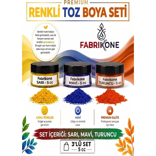 3'lü Set Premium Parafin Soya Wax Toz Mum Boyası Hobi Seti - 5 cc (Sarı, Mavi, Turuncu) BKFAB3SRMT5G