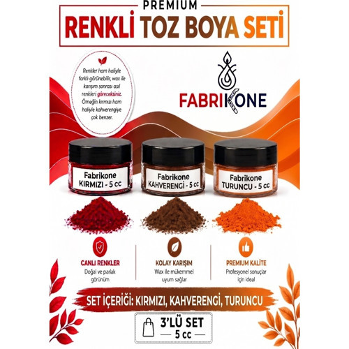 3'lü Set Premium Parafin Soya Wax Toz Mum Boyası Hobi Seti - 5 cc (Kırmızı, Kahverengi, Turuncu) BKFAB3KKHT5G