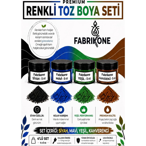 4'lü Set Premium Parafin Soya Wax Toz Mum Boyası Hobi Seti - 5 cc (Siyah, Mavi, Yeşil, Kahverengi) BKFAB4SMYKH5G