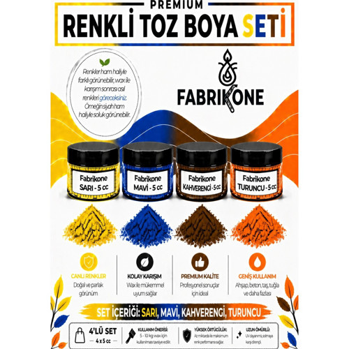 4'lü Set Premium Parafin Soya Wax Toz Mum Boyası Hobi Seti - 5 cc (Sarı, Mavi, Kahverengi, Turuncu) BKFAB4SRMKHT5G