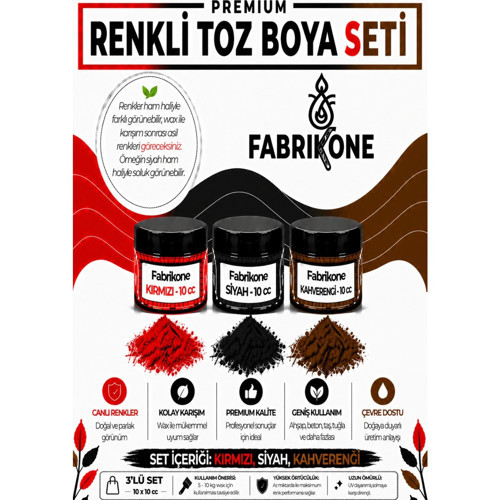 3'lü Set Premium Parafin Soya Wax Toz Mum Boyası Hobi Seti - 10 cc (Kırmızı, Siyah, Kahverengi) BKFAB3KSKH10G
